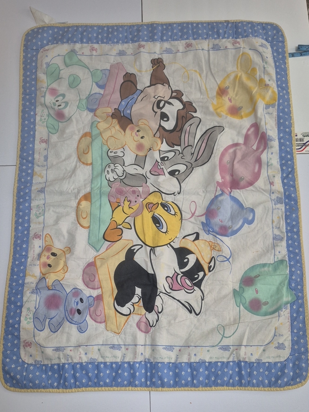 Vintage Cartoon Animal Baby Blanket Comforter Warner Brothers 90s Y2K